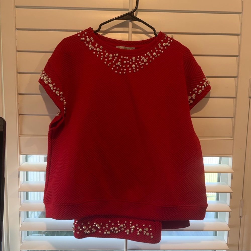 See and Be Seen Red Pearl-Embellished Matching Set